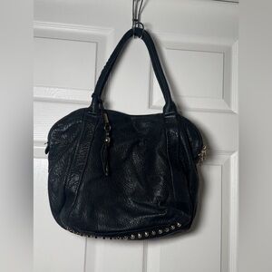 Lancaster Paris Black Shoulder Bag Purse With Studs